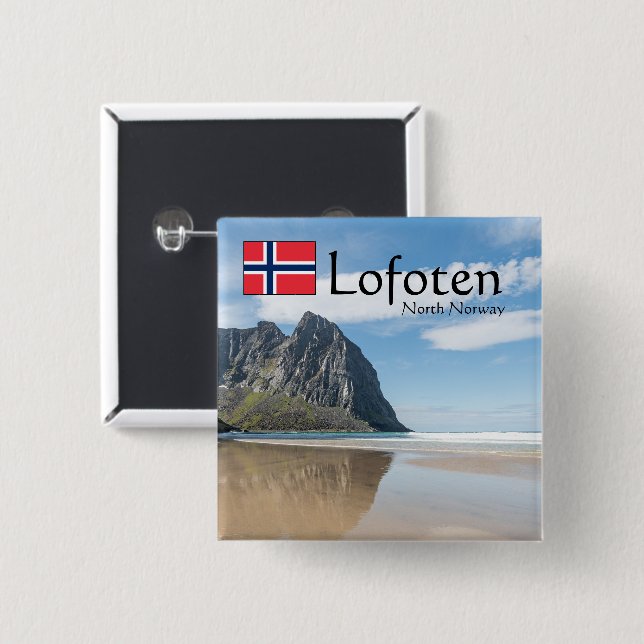 Kvalvika Lofoten Norway 15 Cm Square Badge (Front & Back)