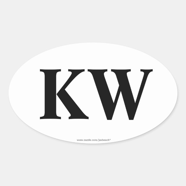 "KW" Key West Oval Bumper Sticker (Front)