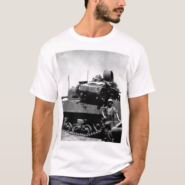 Kwajalein Atoll.  Pfc. N.E. Carling stands beside T-Shirt (Front)