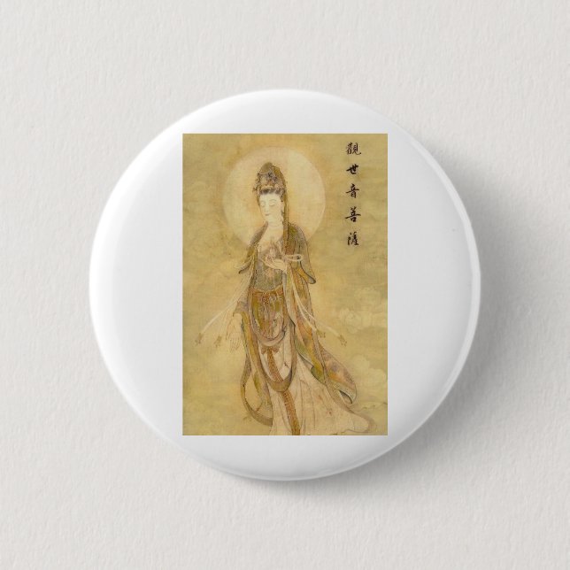 Kwan Yin The Goddess of Compassion 6 Cm Round Badge (Front)