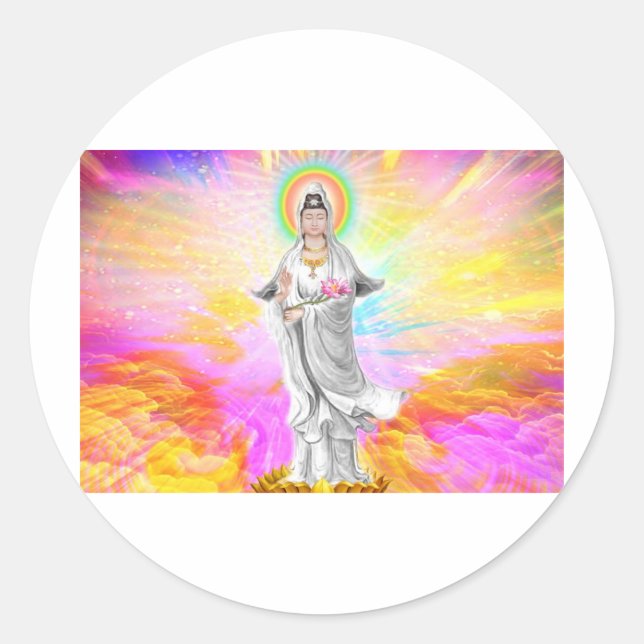 Kwan Yin The Goddess of Compassion Classic Round Sticker (Front)