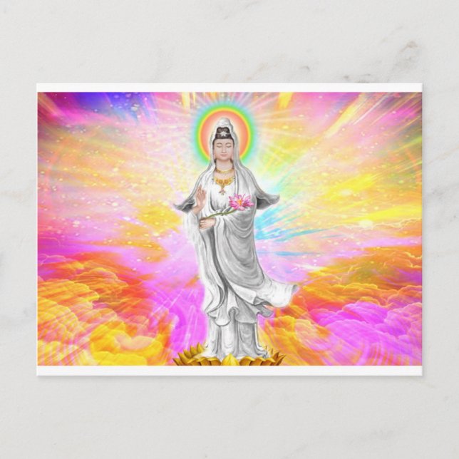 Kwan Yin The Goddess of Compassion With Pink Postcard (Front)