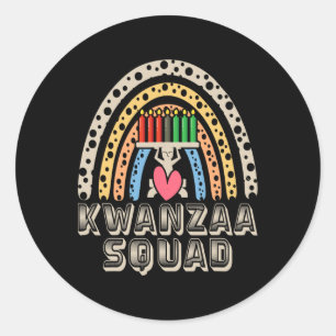 Kwanza Squad Family Christmas Afro-american Happy  Classic Round Sticker