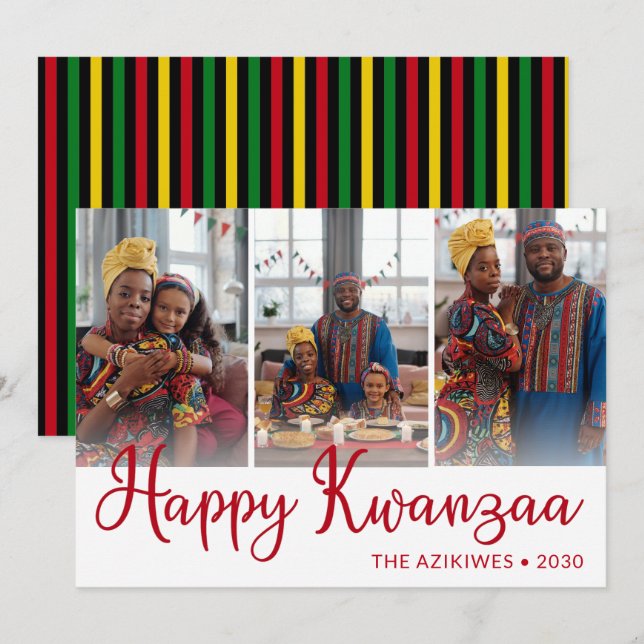 Kwanzaa 3 Photo Holiday Card (Front/Back)
