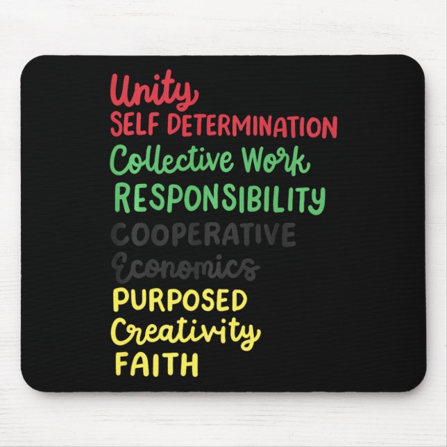 Kwanzaa 7 Principles African American Black Pride  Mouse Mat (Front)