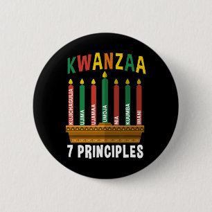 Kwanzaa 7 Principles Candles Kinara Pan Africans P 6 Cm Round Badge