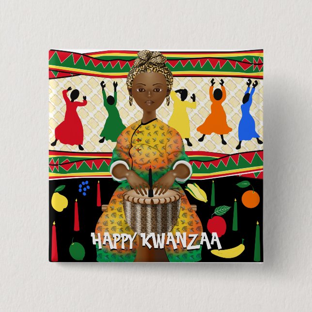 Kwanzaa African American Holiday 15 Cm Square Badge (Front)