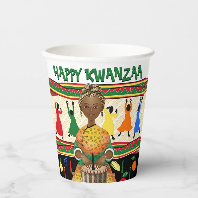 Kwanzaa African American Holiday Paper Cups (Front)