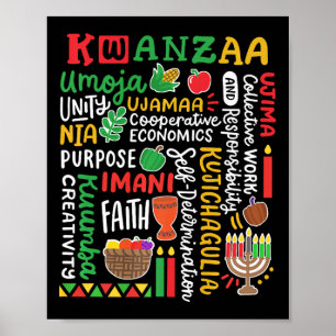 Kwanzaa African American Kinara 7 Principles Celeb Poster