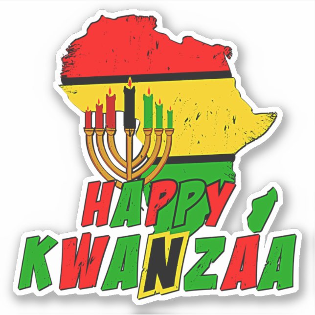 Kwanzaa African Map 7Candles, Kiss Cut  (Front)