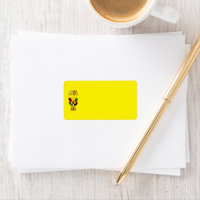 Kwanzaa Afrocentric Address Labels - Yellow (Insitu)