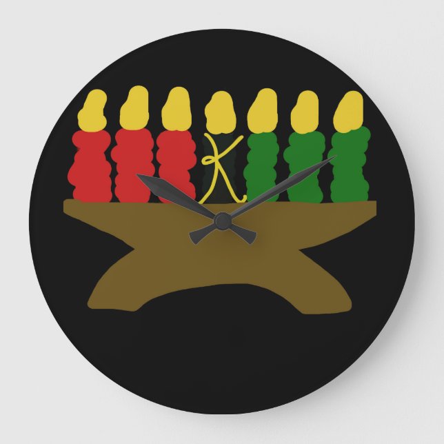 Kwanzaa Candle Design Large Clock (Front)