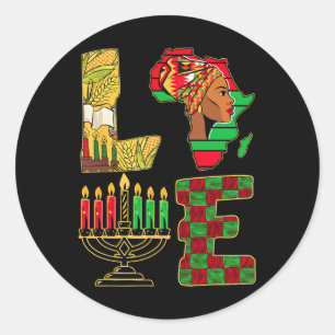 Kwanzaa Candle Holder Kinara Nguzo Saba African Am Classic Round Sticker