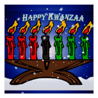 Kwanzaa Candle Kinara with Snow And Greeting