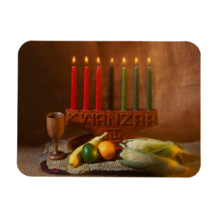 Kwanzaa candles and food magnet
