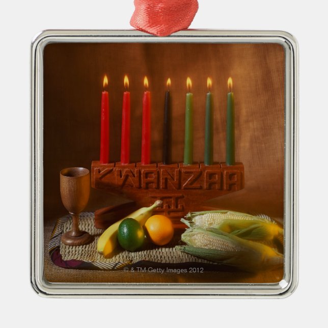 Kwanzaa Candles and Food Metal Tree Decoration (Front)