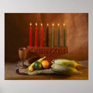 Kwanzaa Candles and Food Poster