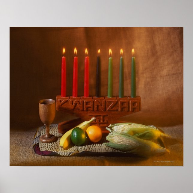 Kwanzaa Candles and Food Poster (Front)