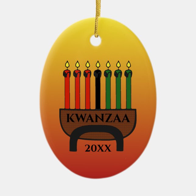 Kwanzaa Candles Ceramic Tree Decoration (Front)
