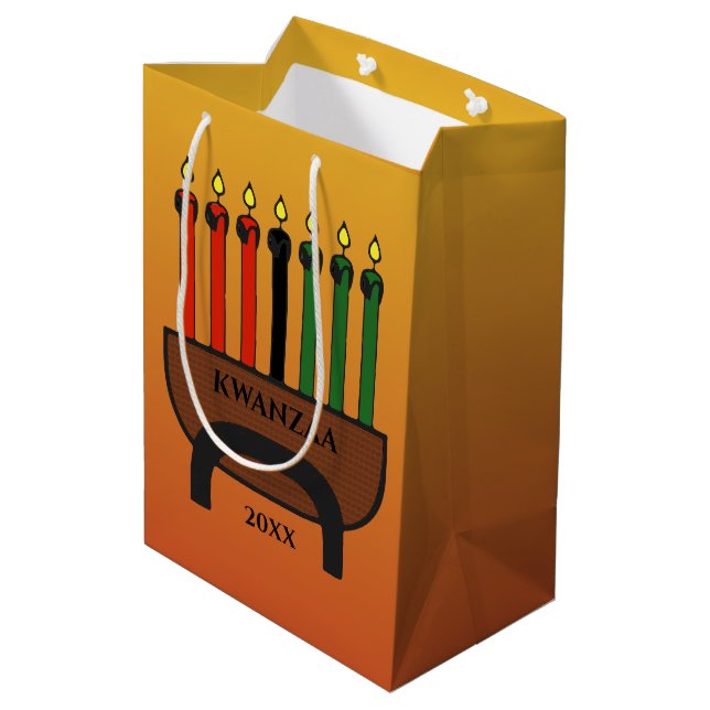 Kwanzaa Candles Medium Gift Bag (Back Angled)