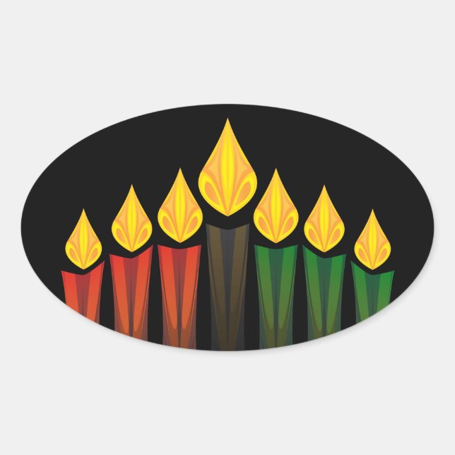 kwanzaa candles oval sticker (Front)