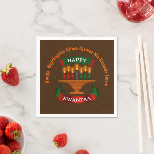 Kwanzaa Candles Red Black Green 7 Principles  Napkin