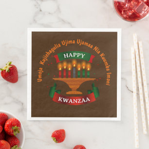 Kwanzaa Candles Red Black Green 7 Principles   Napkin