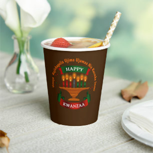 Kwanzaa Candles Red Black Green 7 Principles Paper Cups