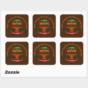 Kwanzaa Candles Red Black Green 7 Principles  Square Sticker