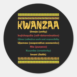 Kwanzaa Christmas 7 Principles African American Me Classic Round Sticker