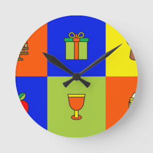 kwanzaa colorblock round clock