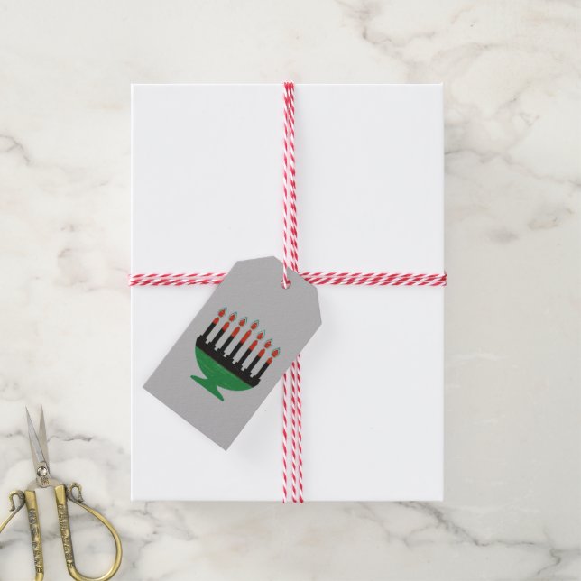 Kwanzaa Colours Kinara Gift Tags (With Twine)