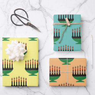 Kwanzaa Colours Kinara Wrapping Paper Sheet