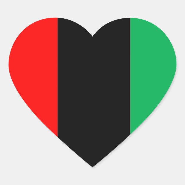 Kwanzaa Colours Red Black Green Stripes Pattern Heart Sticker (Front)