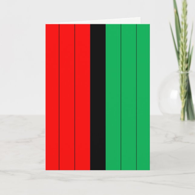 Kwanzaa Colours Red Black Green Stripes Pattern Holiday Card (Front)