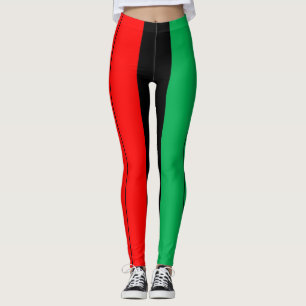 Kwanzaa Colours Red Black Green Stripes Pattern Leggings
