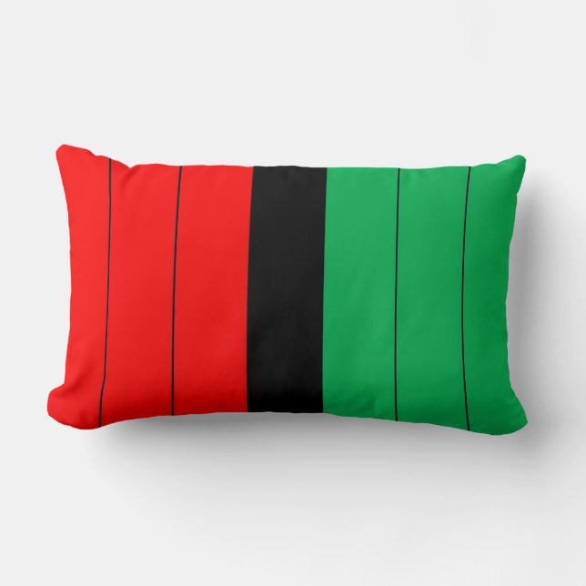Kwanzaa Colours Red Black Green Stripes Pattern Lumbar Cushion (Front)