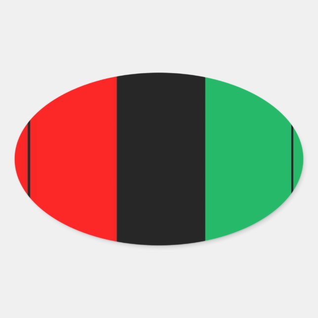 Kwanzaa Colours Red Black Green Stripes Pattern Oval Sticker (Front)