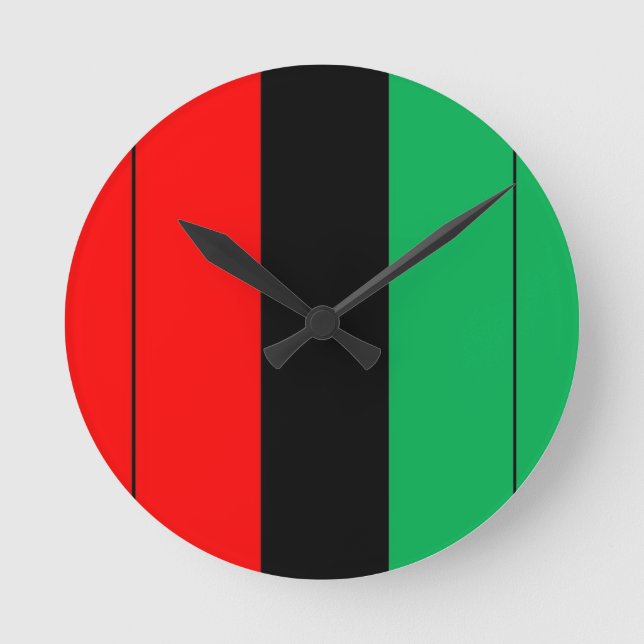 Kwanzaa Colours Red Black Green Stripes Pattern Round Clock (Front)