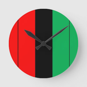 Kwanzaa Colours Red Black Green Stripes Pattern Round Clock