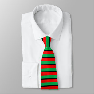 Kwanzaa Colours Red Black Green Stripes Pattern Tie