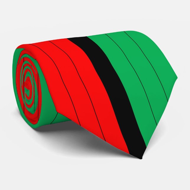 Kwanzaa Colours Red Black Green Stripes Pattern Tie (Rolled)
