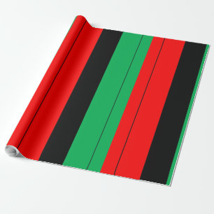 Kwanzaa Colours Red Black Green Stripes Pattern Wrapping Paper