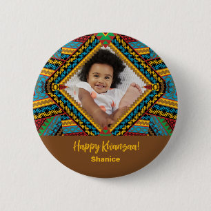 Kwanzaa Custom Brightly Colored Diamond Patter 6 Cm Round Badge