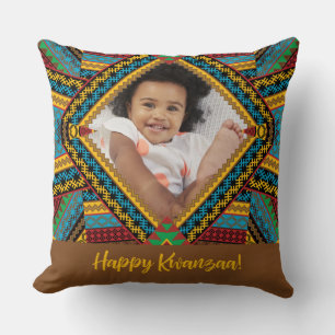 Kwanzaa Custom Brightly Coloured Diamond Patter Cushion