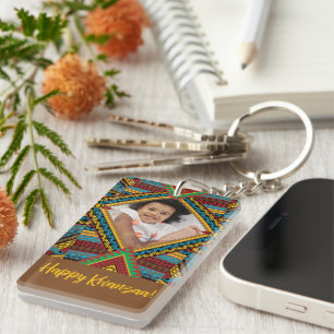 Kwanzaa Custom Brightly Coloured Diamond Patter Key Ring