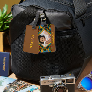 Kwanzaa Custom Brightly Coloured Diamond Patter Luggage Tag