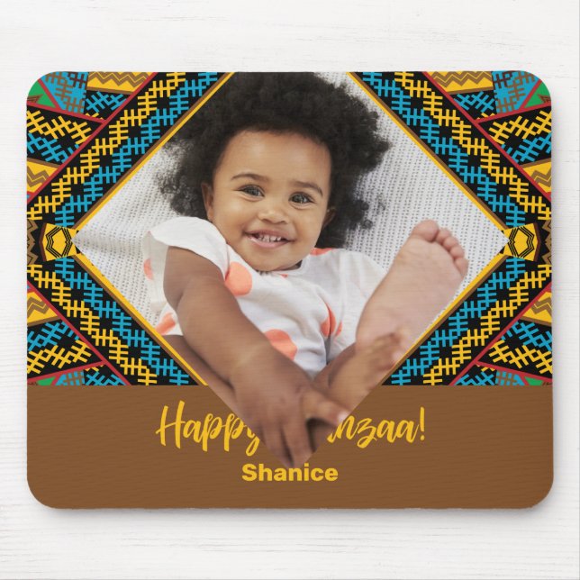 Kwanzaa Custom Brightly Coloured Diamond Patter Mouse Mat (Front)