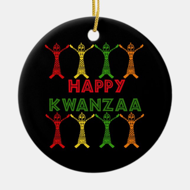 Kwanzaa Dancers Ceramic Tree Decoration (Front)
