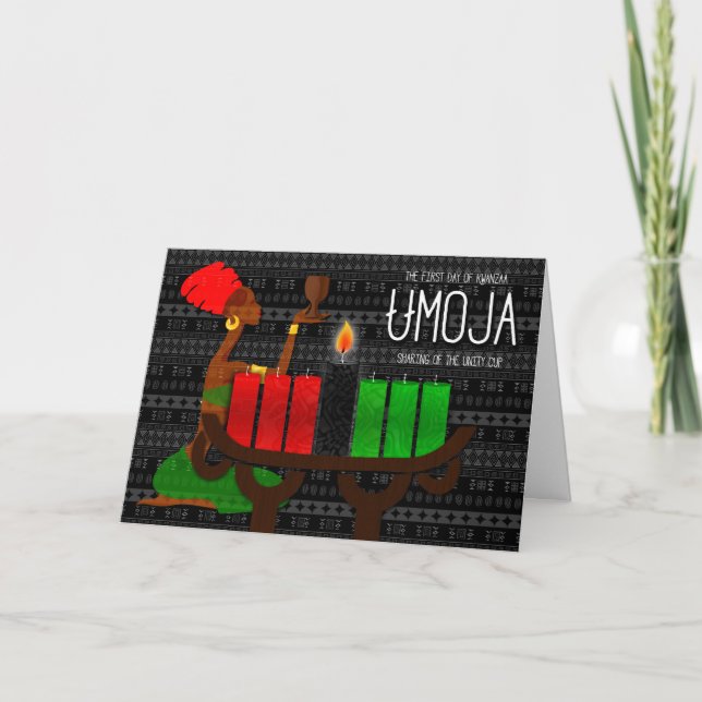 Kwanzaa Day 1 Unity the Lighting of Black Candle Holiday Card (Front)